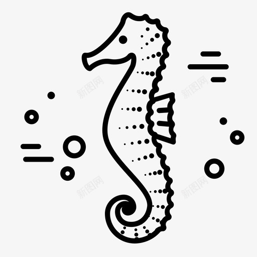 海马水生鱼类图标svg_新图网 https://ixintu.com 水生 水生生物 海马 鱼类