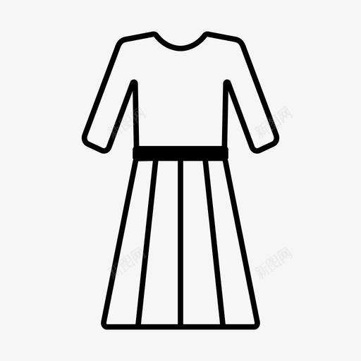 百褶裙短袖连衣裙夏装图标svg_新图网 https://ixintu.com 夏装 女装 百褶裙 短袖连衣裙
