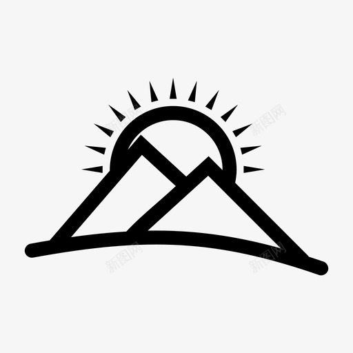 山高地太阳图标svg_新图网 https://ixintu.com 太阳 山 山峰 高地