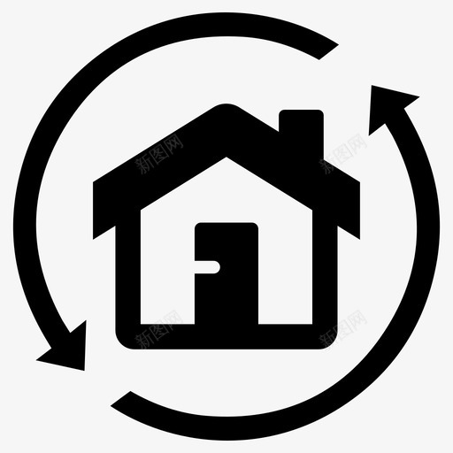 重建箭头建筑图标svg_新图网 https://ixintu.com 建筑 房地产 房屋 箭头 财产 重建
