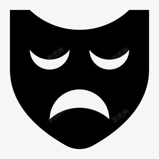 悲伤面具戏剧表情图标svg_新图网 https://ixintu.com 不开心 悲伤面具 戏剧 戴着 节日实心图标 表情