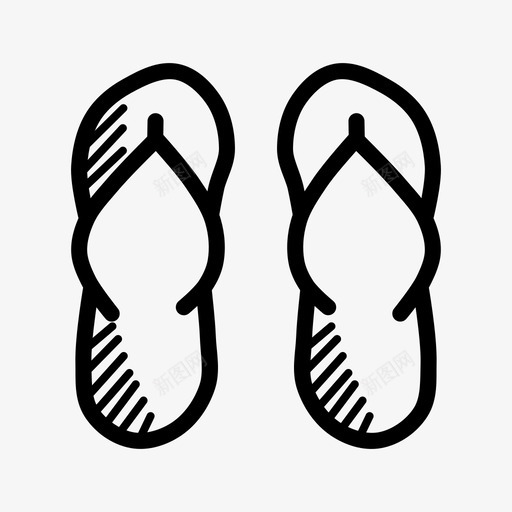 人字拖海滩休闲图标svg_新图网 https://ixintu.com 人字拖 休闲 假日 夏季 夏季涂鸦 海滩