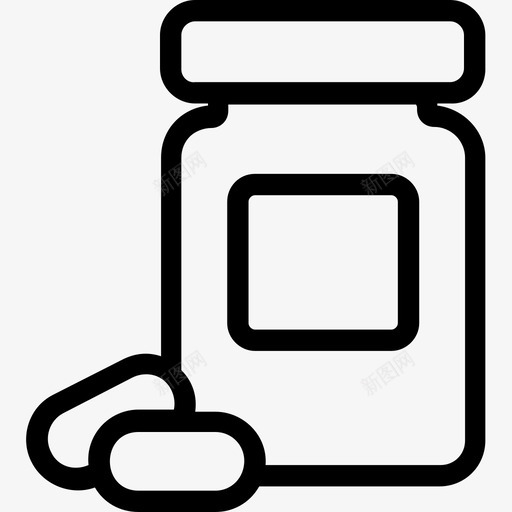 药瓶胶囊药品图标svg_新图网 https://ixintu.com 医疗保健平滑线图标 胶囊 药丸 药品 药片 药瓶