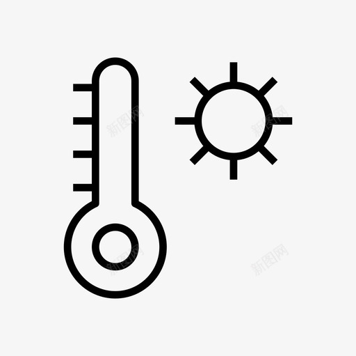 炎热的温度夏季天气图标svg_新图网 https://ixintu.com 夏季 夏季假期细线图标集 天气 炎热的温度