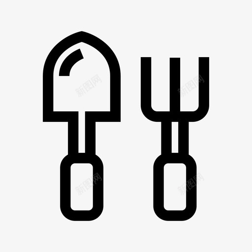 铲和耙农场园艺图标svg_新图网 https://ixintu.com 农场 农场轮廓图标集 园艺 铲和耙