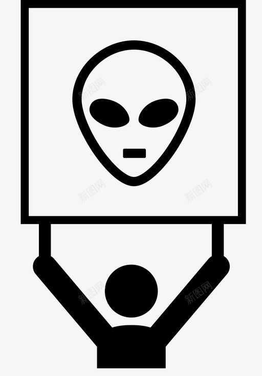 旗帜外星人活动家广告图标svg_新图网 https://ixintu.com 不明飞行物 广告 旗帜外星人 标语牌 活动家 示威