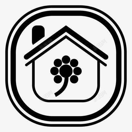 家庭花园花房子图标svg_新图网 https://ixintu.com 住宅 家庭花园 房子 花 财产