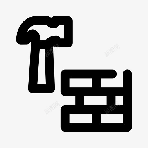 建筑砖头锤子图标svg_新图网 https://ixintu.com 办公室任务间隙脂肪 工具 建筑 砖头 锤子
