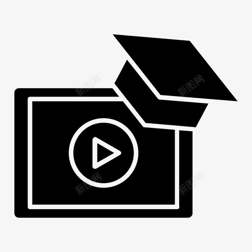 视频在线学习帽子学生图标svg_新图网 https://ixintu.com 学生 帽子 视频在线学习