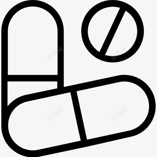 药品胶囊药物图标svg_新图网 https://ixintu.com 医疗和健康平滑线图标 治疗 胶囊 药丸 药品 药物