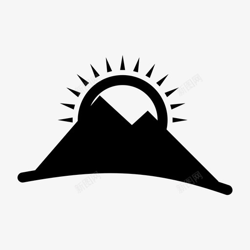 山高地太阳图标svg_新图网 https://ixintu.com 太阳 山 山峰 高地