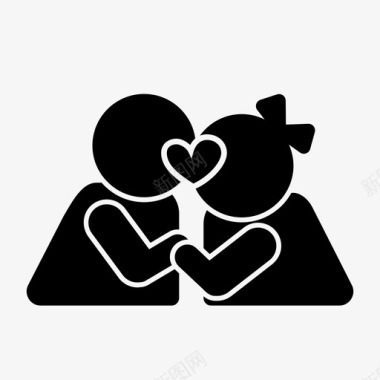 情侣接吻爱情浪漫图标图标