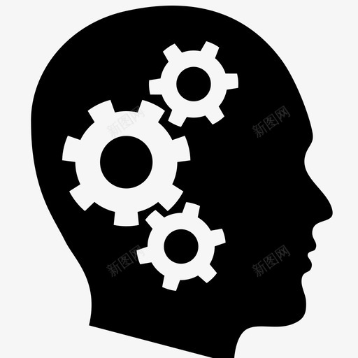 思考齿轮头脑图标svg_新图网 https://ixintu.com 头脑 工作 思考 齿轮