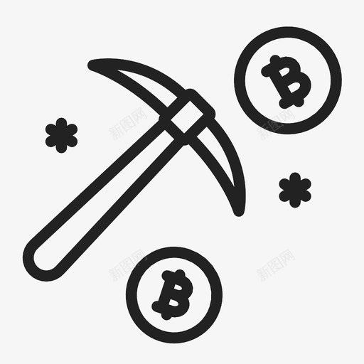 采矿比特币区块链图标svg_新图网 https://ixintu.com 加密货币 区块链 比特币 碎石机 采矿 鹤嘴锄
