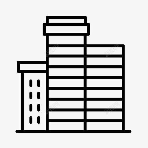 高层建筑建筑物城市图标svg_新图网 https://ixintu.com 办公室 城市 城镇 建筑物 高层建筑