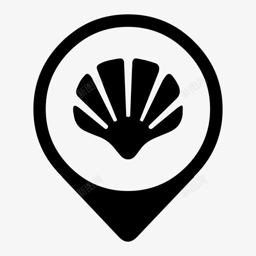 贝壳地图针海鲜图标svg_新图网 https://ixintu.com 地图元素 地图针 海鲜 贝壳