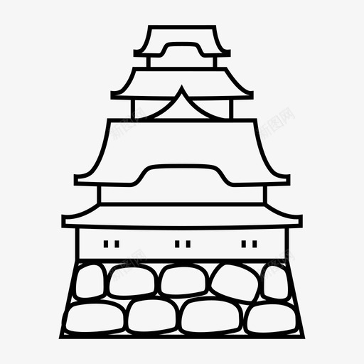 希美吉城堡历史遗址标志性地标图标svg_新图网 https://ixintu.com 历史遗址 国宝 希美吉城堡 日本地标细线图标集 日本建筑 标志性地标
