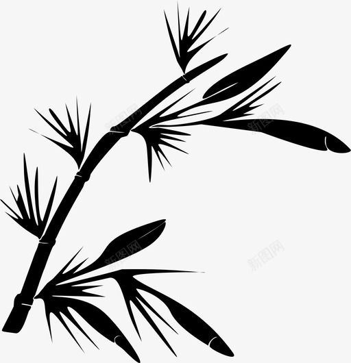竹子竹叶自然图标svg_新图网 https://ixintu.com 植物 竹叶 竹子 自然 野生