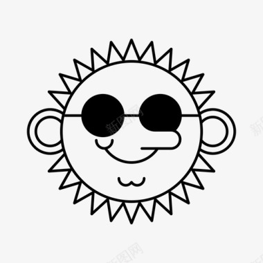 卡通太阳眼镜太阳脸卡通太阳镜太阳脸炎热的太阳图标图标