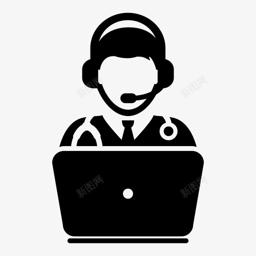 医生会诊笔记本电脑图标svg_新图网 https://ixintu.com 会诊 医学 医生 医生向量图标 医疗 听诊器 在线 笔记本电脑