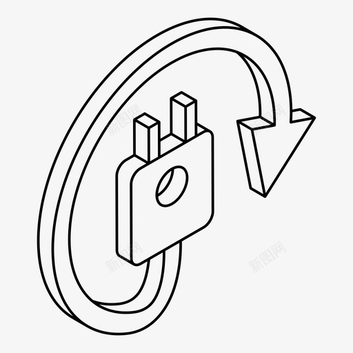 箭头电叉子图标svg_新图网 https://ixintu.com 叉子 插头 电 箭头