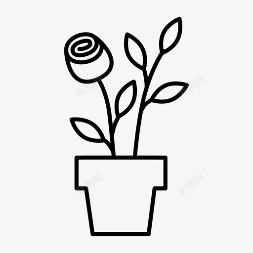 玫瑰生物植物学图标svg_新图网 https://ixintu.com 家庭植物 植物学 玫瑰 生物 盆栽植物 花 花园