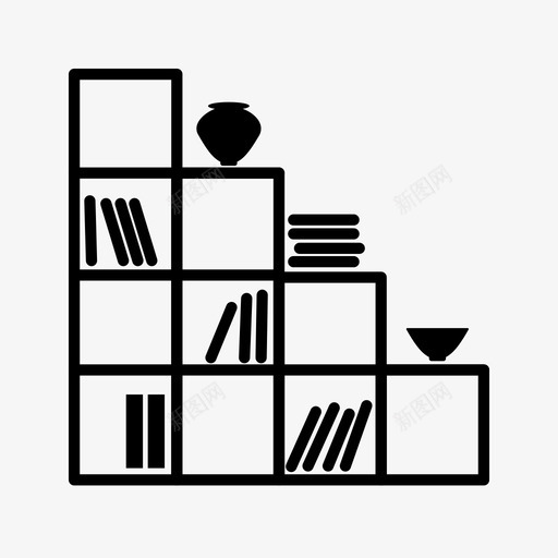 书架家具客厅图标svg_新图网 https://ixintu.com 书架 办公室 客厅 家具