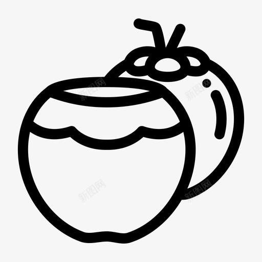 椰子一半海滩食物图标svg_新图网 https://ixintu.com 一半椰子 夏威夷 椰子一半 水果 水果线图标集 海滩 食物