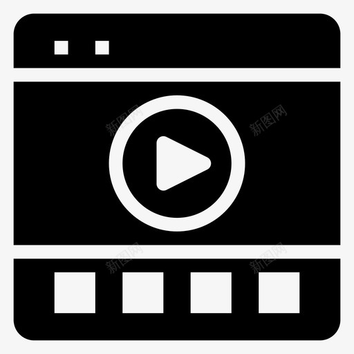 媒体电影播放器图标svg_新图网 https://ixintu.com 媒体 搜索引擎优化营销字形图标第一卷 播放器 电影 社交 视频