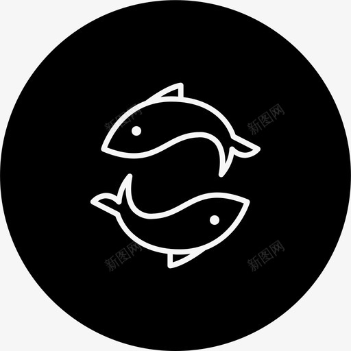 鱼星座双鱼座图标svg_新图网 https://ixintu.com 十二宫 双鱼座 星座 鱼