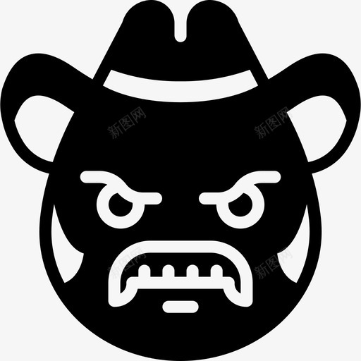 胡子牛仔表情愤怒表情图标svg_新图网 https://ixintu.com 愤怒 胡子牛仔表情 表情 表情扎实