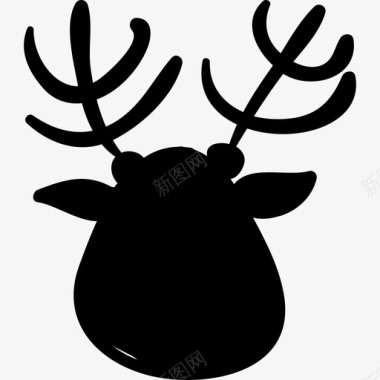 驯鹿头动物手绘圣诞节图标图标