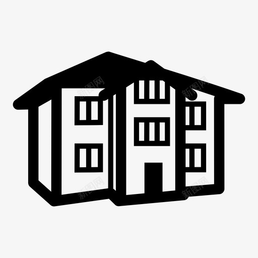 住宅房产豪宅图标svg_新图网 https://ixintu.com 不动产 住宅 别墅 房产 豪宅