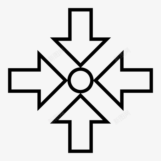 压缩箭头折叠压缩图标svg_新图网 https://ixintu.com 会合点 压缩 压缩箭头 折叠 箭头轮廓 调整箭头大小