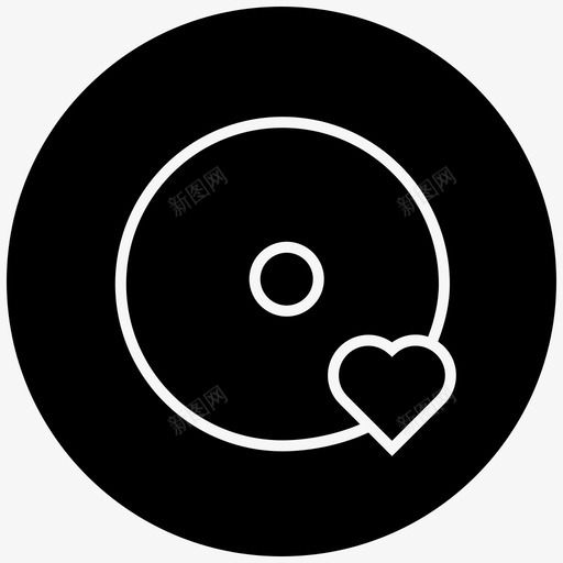 心脏光盘全黑图标svg_新图网 https://ixintu.com 光盘 全黑图标 心脏