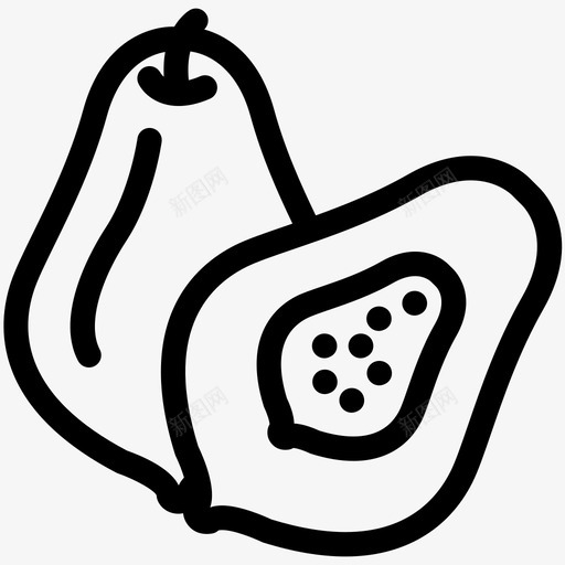 木瓜水果有机图标svg_新图网 https://ixintu.com 有机 木瓜 水果 热带 种子 食品概要集2