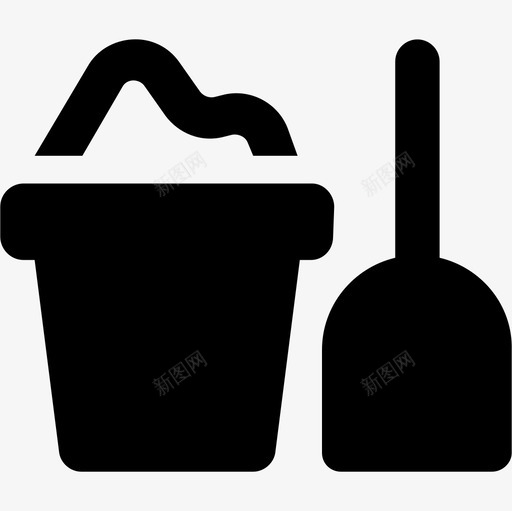 沙滩上的沙桶和铲子图标svg_新图网 https://ixintu.com 沙滩上的沙桶和铲子
