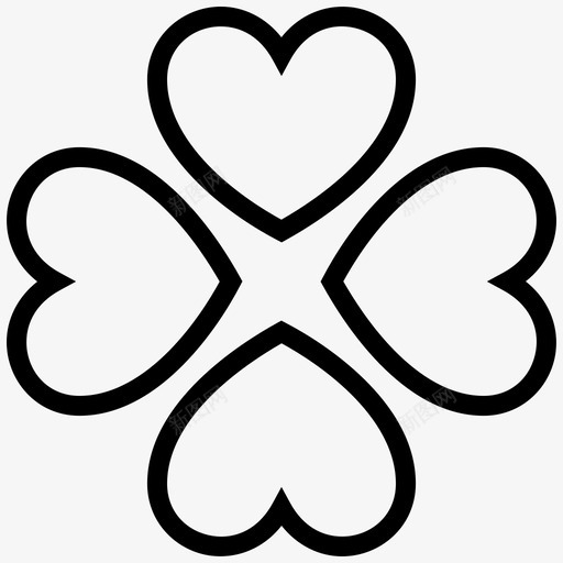 红心三叶草瓦伦丁图标svg_新图网 https://ixintu.com 三叶草 瓦伦丁 红心