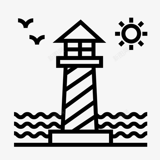 灯塔海滩海图标svg_新图网 https://ixintu.com 塔 望塔 海 海滩 灯塔 航海和海事