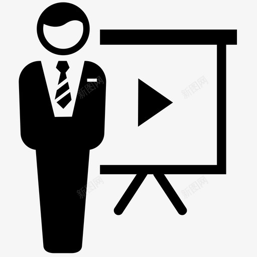 视频演示业务培训会议图标svg_新图网 https://ixintu.com 业务培训 人员设置2 会议 研讨会 视频演示