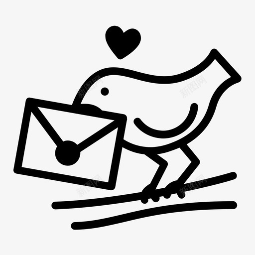 情书小鸟留言图标svg_新图网 https://ixintu.com 动物 小鸟 情书 情人节 留言