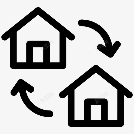 房屋移动更换图标svg_新图网 https://ixintu.com 房地产系列第一卷 房屋 更换 移动