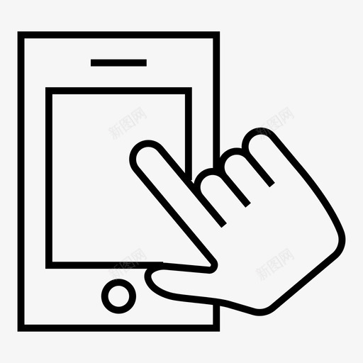 手指点击设备图标svg_新图网 https://ixintu.com 手势细线 手指 技术 点击 移动 触摸 设备