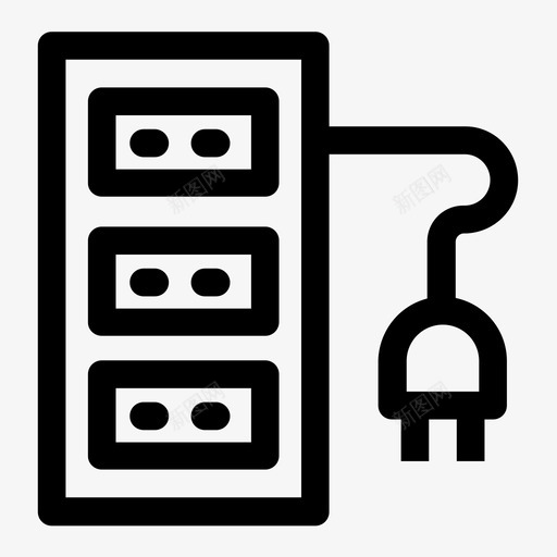 延长线插头电源板图标svg_新图网 https://ixintu.com 延长线 插头 电源板