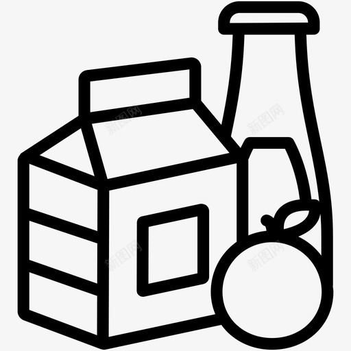 食品水果牛奶图标svg_新图网 https://ixintu.com 橘子 水果 牛奶 电子商务购物 食品