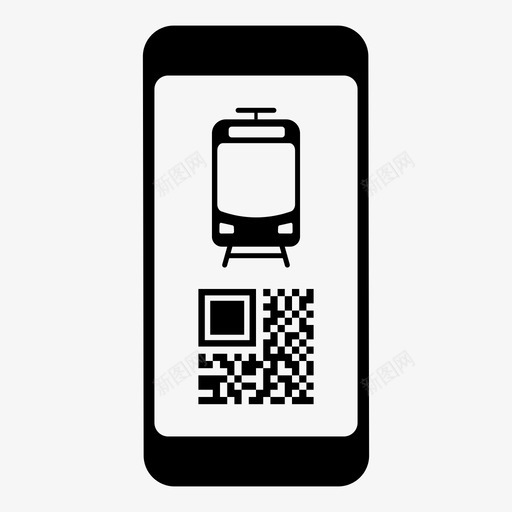 公共交通通行证电子客票移动电话图标svg_新图网 https://ixintu.com 二维码 公共交通通行证 电子客票 移动电话