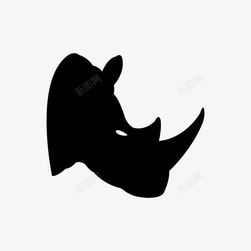 犀牛头动物脸图标svg_新图网 https://ixintu.com 动物 犀牛头 脸
