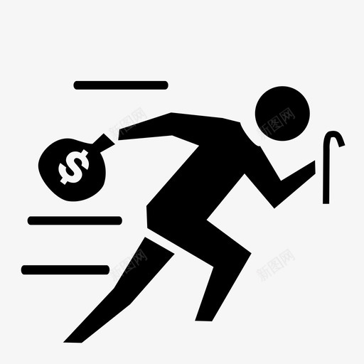 抢劫现金犯罪图标svg_新图网 https://ixintu.com 偷窃 完全随机性 打劫 抢劫 犯罪 现金 逃跑 金钱