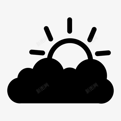 多云天气晴天夏天图标svg_新图网 https://ixintu.com 夏天 多云天气 太阳 晴天
