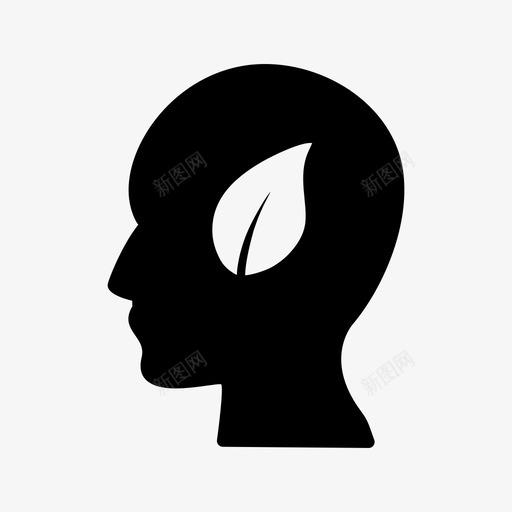 生态思维头叶图标svg_新图网 https://ixintu.com 叶 头 生态思维